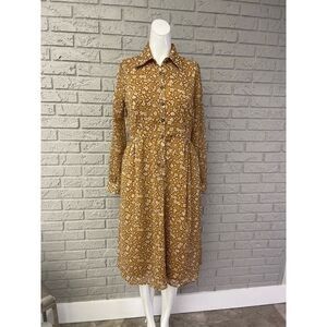 Spirit Of Grace Long Sleeve Floral Midi Shift Dress Size S